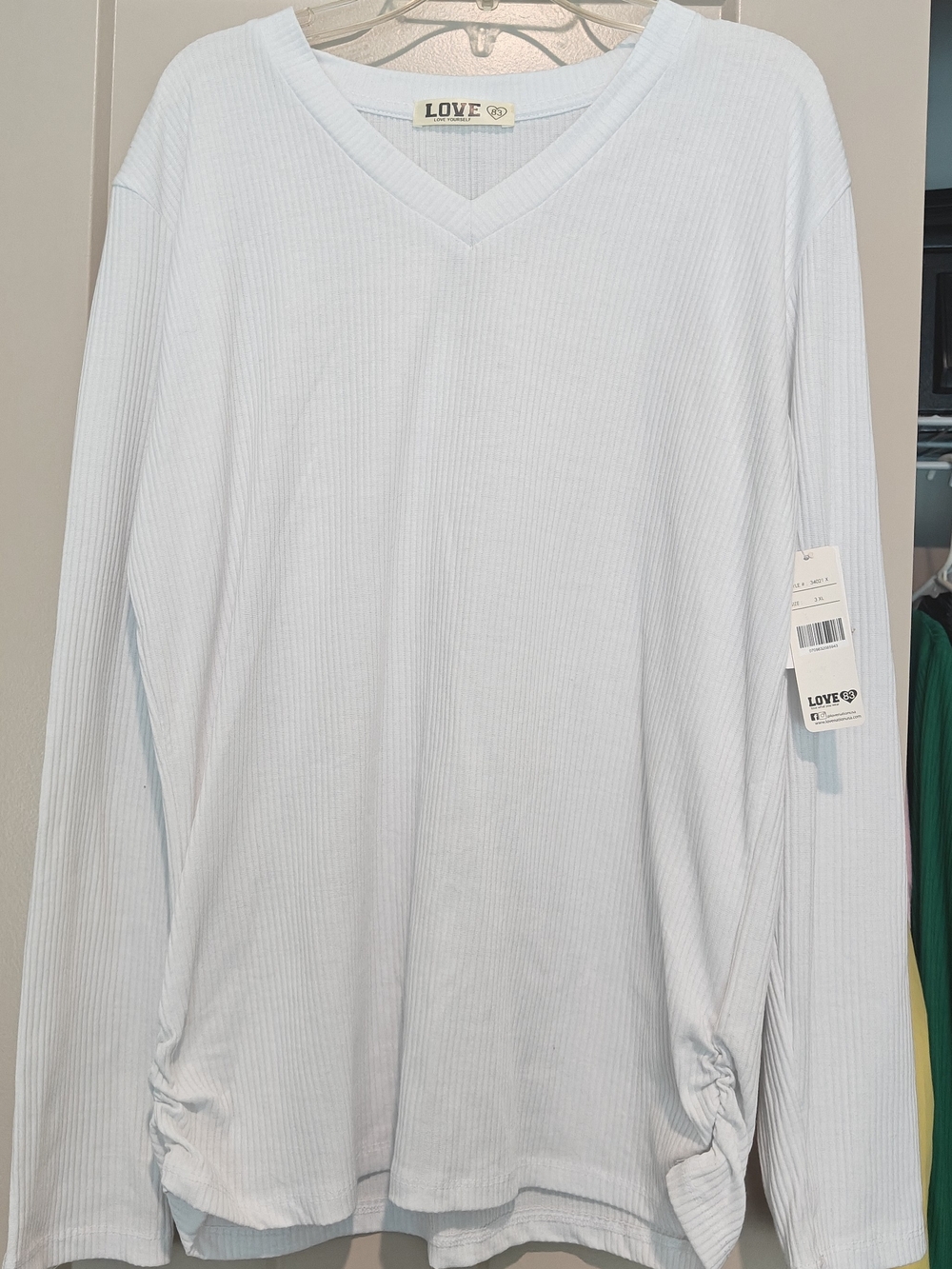 Love White Ribbed Knit Top with Logo Tape